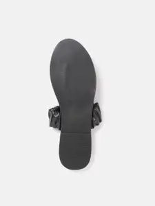 Allen Solly Women Black Ruched T-Strap Flats