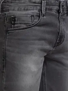 SPYKAR Men Grey Slim Fit Low-Rise Slash Knee Heavy Fade Jeans
