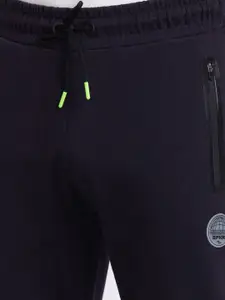 SPYKAR Men Navy Blue Solid Slim-Fit Cotton Track Pants