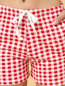 Dreamz by Pantaloons Women Multicoloured Checked Printed Lounge shorts