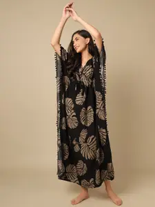 Boston Club Black Printed Maxi Nightdress