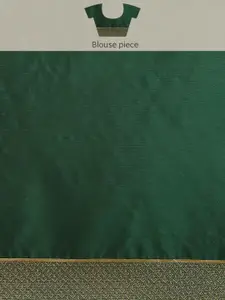 Silk Land Green & Mustard Floral Zari Woven Kanjeevaram Silk Saree