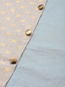 House of Pataudi Woven Designed Mandarin Collar Rozana Nehru Jacket