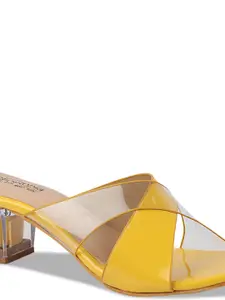 Shoetopia Girls Yellow Block Heels