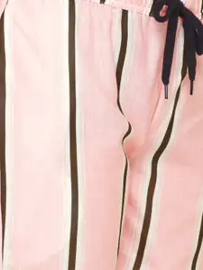 FashionRack Women Pack of 2 Grey & Pink Printed Cotton Lounge Pants