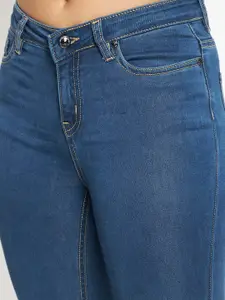 Madame Women Navy Blue No Fade Mid Rise Cotton Jeans