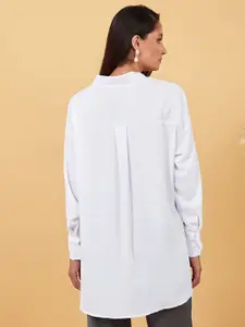 Styli White Long Sleeves High-Low Hem Oversized Blouse