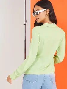 Styli Green Concealed Placket Regular Shirt