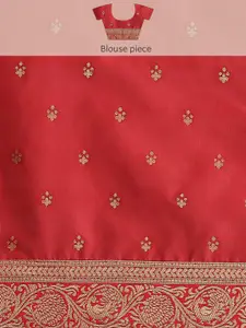 Silk Land Grey & Red Paisley Zari Art Silk Banarasi Saree