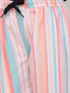 FashionRack Pack of 2 Women Brown & Peach Printed Lounge Pants