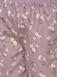 FashionRack Pack of 2 Brown & Purple Printed Cotton Lounge Pants