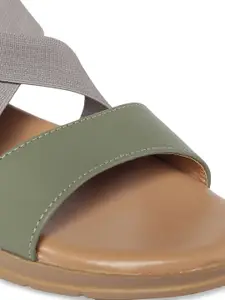 Monrow Green Suede Flatform Sandals