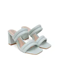 SHUZ TOUCH Green Striped Stiletto Sandals with Bows