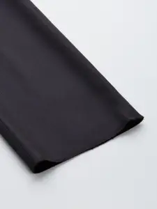 Arrow Men Blue Self Design Striped Tailored Flat Front Tailored Fit Formal Trousers