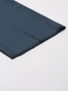 Arrow Men Teal Blue Checked Tailored Fit Mid-Rise Plain Woven Flat-Front Formal Trousers