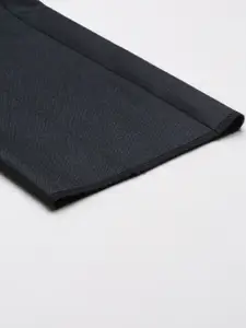 Arrow Men Dark Blue Self-Design Solid Tailored Formal Trouser