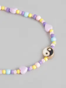 Carlton London Girls Set of 4 Multicoloured Enamelled Gold-Plated Charm Bracelet