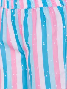 FashionRack Women Blue & Pink Pack of 2 Striped Lounge Pants