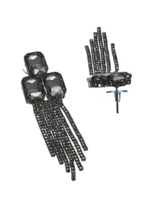 Priyaasi Black Contemporary Drop Earrings