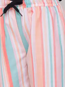 FashionRack Pack of 2 Beige & Pink Printed Cotton Lounge Pants