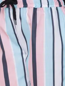 FashionRack Pack of 2 Beige & Blue Printed Cotton Lounge Pants