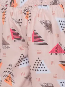 FashionRack Women Pack Of 2 Abstract Triangle Pastel Multistrip Cotton Lounge Pants