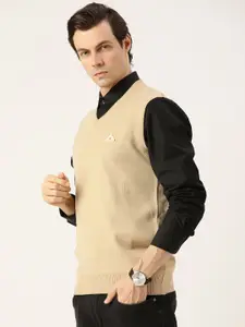 Monte Carlo Men Beige Solid Sweater Vest