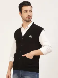 Monte Carlo Men Black Solid V-Neck Cardigan