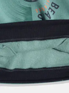 Monte Carlo Boys Sage Green & Navy Blue Graphic Printed Sweatshirt