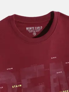 Monte Carlo Boys Maroon & White Typography Printed Sweatshirt