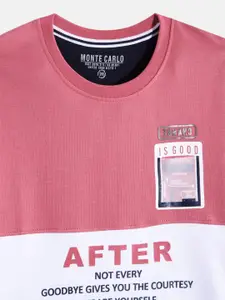Monte Carlo Boys Pink & White Colourblocked & Printed Sweatshirt