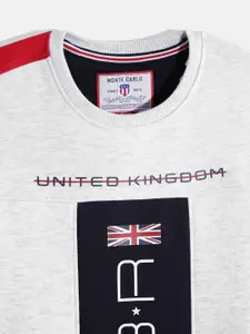 Monte Carlo Teen Boys Grey & Navy Blue Printed Sweatshirt