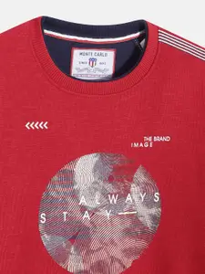 Monte Carlo Boys Red & Golden Printed Sweatshirt