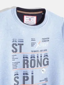 Monte Carlo Boys Blue & Black Typography Printed Sweatshirt