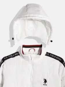 U.S. Polo Assn. Kids Boys White Solid Bomber Jacket