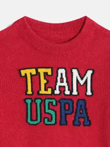 U.S. Polo Assn. Kids Boys Red Brand Logo Printed Pullover