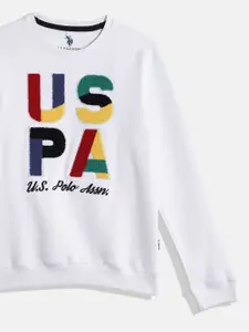 U.S. Polo Assn. Kids U S Polo Assn Kids Boys White Embroidered Sweatshirt