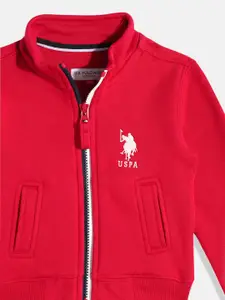 U.S. Polo Assn. Kids Boys Red Alphanumeric Back Embroidered Sweatshirt