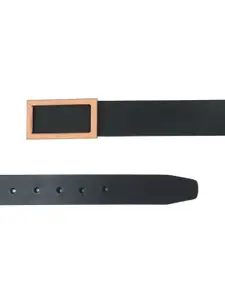 Calvadoss Men Black Textured Leather Belt