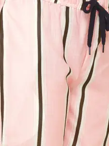 FashionRack Women Pack Of 2 Green & Pink Printed Cotton Lounge Pants