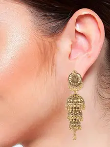 Efulgenz Gold-Toned Classic Jhumkas Earrings