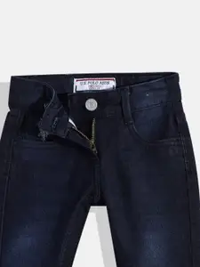U.S. Polo Assn. Kids Girls Blue Slim Fit Light Fade Stretchable Jeans