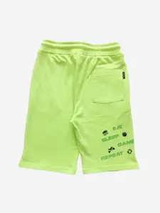 Gini and Jony Boys Fluorescent Green Printed Cotton Regular Shorts