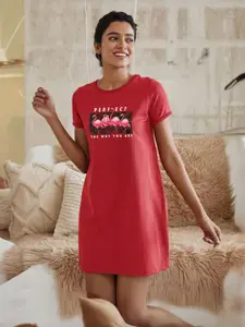 FFLIRTYGO Red Printed Nightdress