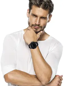 FERRIZZO Men Black Dial & Black Bracelet Style Straps Analogue Watch LR112