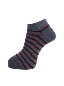 Dollar Socks Men Pack Of 3 Black and Off-White Cotton Ankle-Length Socks