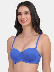 Amour Secret Blue Solid Seamless Underwired Lightly Padded Bra