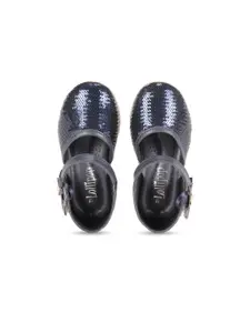 Lil Lollipop Girls Navy Blue Printed Buckles Flats