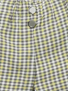 Tiny Girl Girls Yellow Mid Rise Checked Shorts