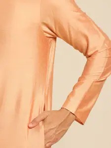 KISAH Men Orange Embellished Straight Kurta